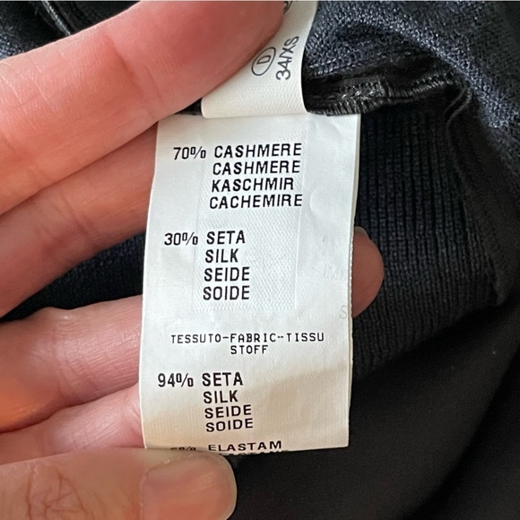 FABIANA FILIPPI Batwing Cashmere Silk Sweater Dark Charcoal Gray Sz 4 / XS - Picture 6 of 9